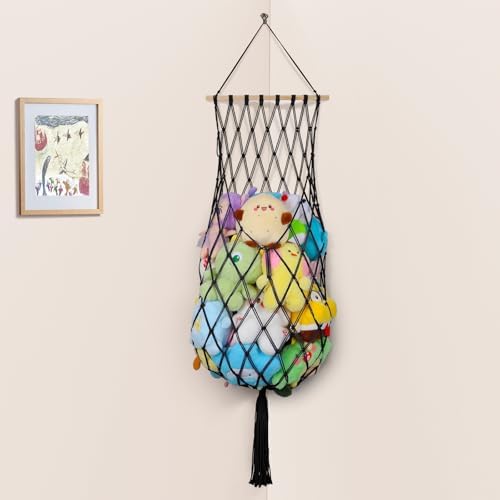 68 Inch Stuffed Animal Storage Net Corner Stuffy Hammock by iHansee