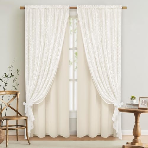 ASPMIZ Linen Curtains for Bedroom, Double Layered Boho Curtain for Living Room by ASPMIZ