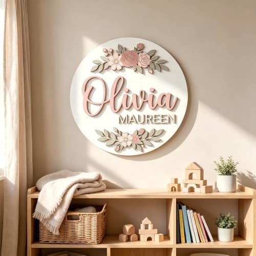 Personalized Floral Wooden Name Sign - Image 5