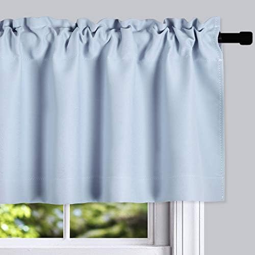 DONREN Light Blue Cerulean Window Curtain Valances - Image 3