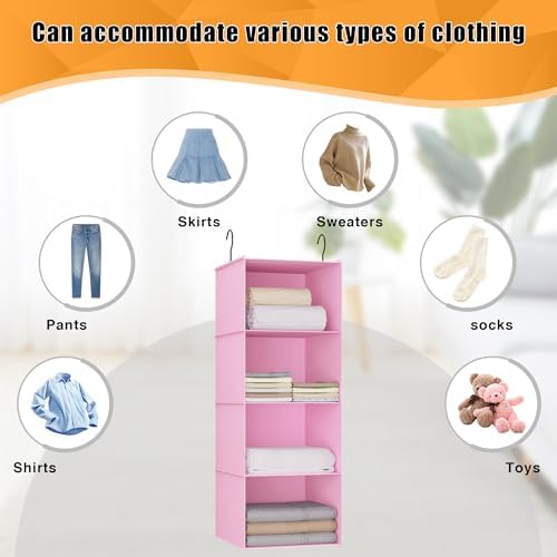Hanging Closet Organizer 4-Shelf, Oxford Fabric Wardrobe Storage - Image 7