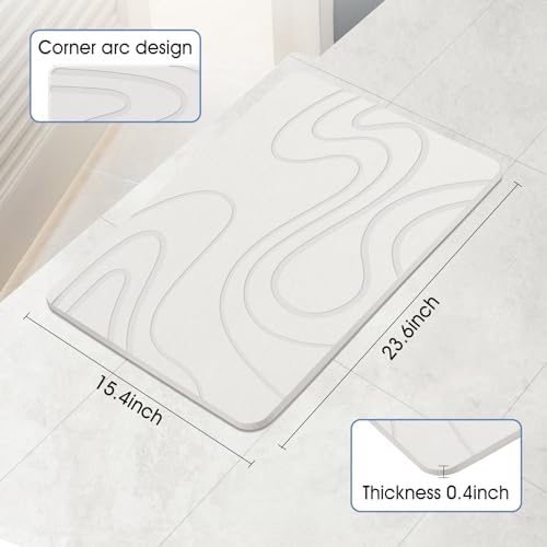VEELOIM Stone Bath Mat, Diatomaceous Earth Bath Mat, Shower Mat White - Image 2