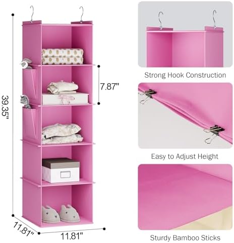 YOUDENOVA Hanging Closet Organizer and Storage, Light Pink - Image 3
