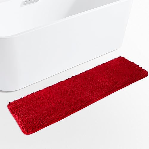 Yeaban Chenille Red Bathroom Runner Rug 17"x47" by Yeaban