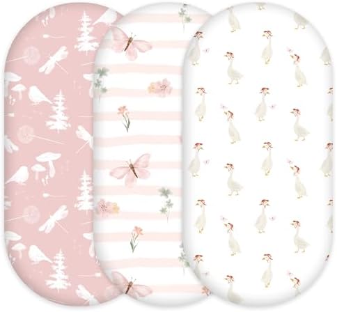 Baby Bassinet Sheets Girl Boy, 3 Pack Fitted Bassinet Sheet by CivaruaKids