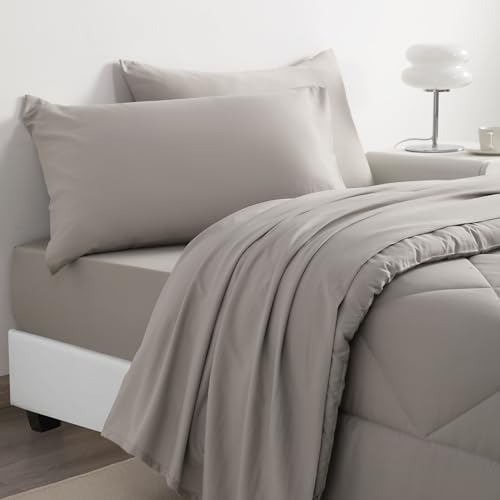 NTBAY Twin Microfiber Bed in a Bag, Comforter Set 5 Piece, Smoke Grey - Image 2