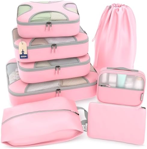 Shacke 8 Set Packing Cubes for Travel, Shoe & Toiletry Bags by Shacke
