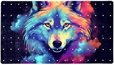 Shower Mat Non Slip 26.8 x 15.1 Inches, Nebula Wolf Bathtub Mat Shower Stall by Anna+Cowper