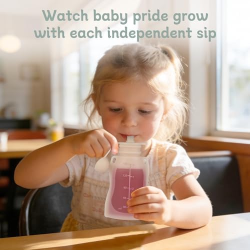 Eascrozn 4 Pack Silicone Baby Food Pouches Reusable 5OZ Containers - Image 3
