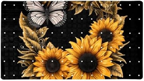 Bathtub Mat Non Slip 26.8x15.1In, Butterfly Sunflowers Bath Mat by Anna+Cowper