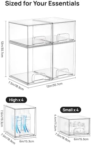 Vtopmart Clear Stackable Storage Drawers Set of 8, Plastic Organizer Bins - Image 3
