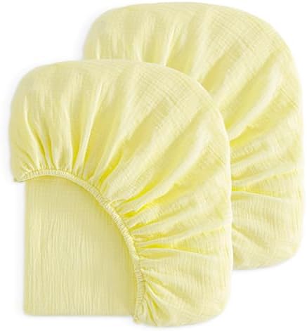 NTBAY 2 Pack Muslin Cotton Crib Sheets, Soft and Breathable Double Layer 28x52 by NTBAY