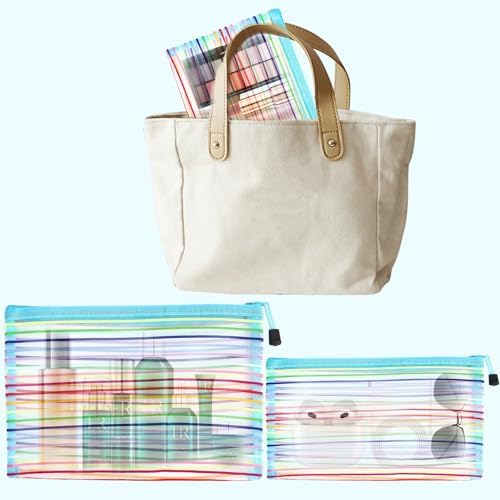 Mesh Bags with Zipper, Nylon Makeup Bag Cosmetic Pouches Travel Organizer Case - Image 3