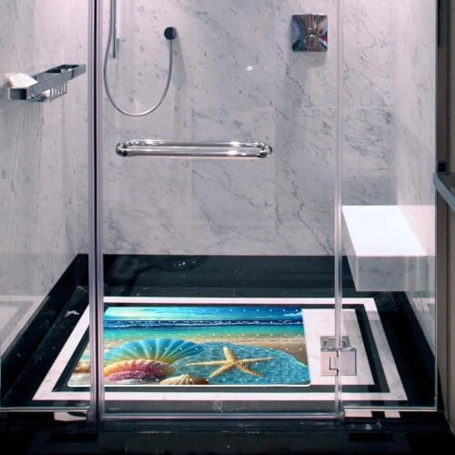 Bathtub Mat Non Slip 26.8x15.1 Inch, Beach Starfish Shells Shower Mat - Image 6