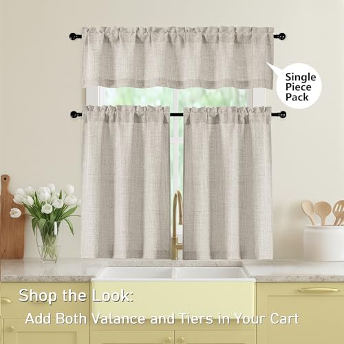 Valances for Windows, Light Filtering Faux Linen Textured Small Short Window - Image 6