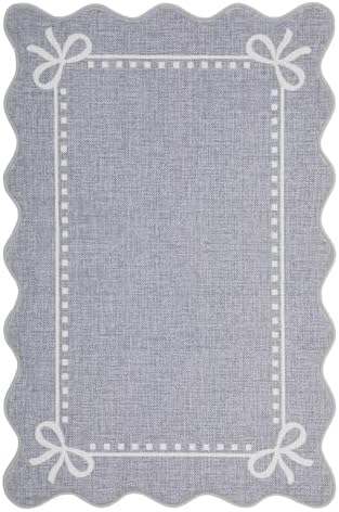 Garvee Scalloped Bow Rug Washable Small 2x3 Area Rug - Image 4