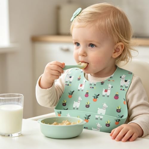 Silicone Baby Bibs 2 Sets, Adjustable Waterproof Baby Bibs - Image 4