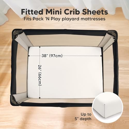 2 Pack and Play Sheets Waterproof Mini Crib Sheet Fitted 38x26 - Image 3