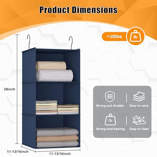 Hanging Closet Organizer 3-Shelf, Oxford Fabric Wardrobe Storage - Image 3