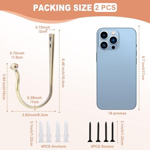 Mini Ball Curtain Holdbacks 2 Pack, Solid Zinc Alloy Wall Mounted Curtain - Image 7