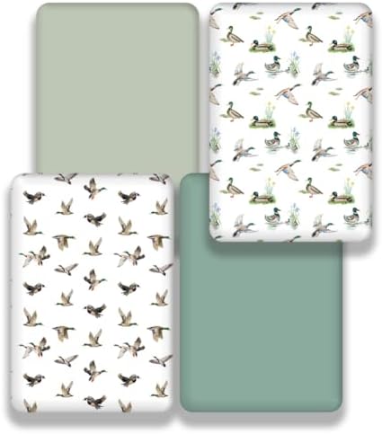 4 Pack Mallard Duck Baby Crib Sheets Neutral Unisex Breathable Fitted Nursery - Image 5