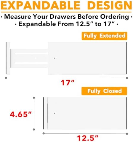 SpaceAid Bamboo Dresser Drawer Dividers 6 Pack, Adjustable 12.5“-17” Organizers - Image 3