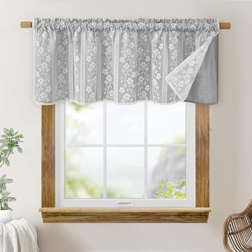 ASPMIZ Linen Farmhouse Kitchen Curtains, Double Layered Valances by ASPMIZ