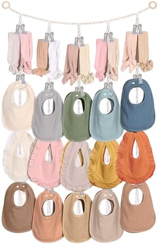MOFASVIGI Baby Bib & Headband Holder, Macrame Nursery Hanging Storag by Mofasvigi