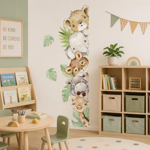 55.1 x 15.7 Inch Watercolor Jungle Animal Wall Decals Forest Animal Wall - Image 3