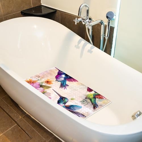 Shower Mat Non Slip, Hummingbird Flower Anti Slip Bath Mat - Image 5