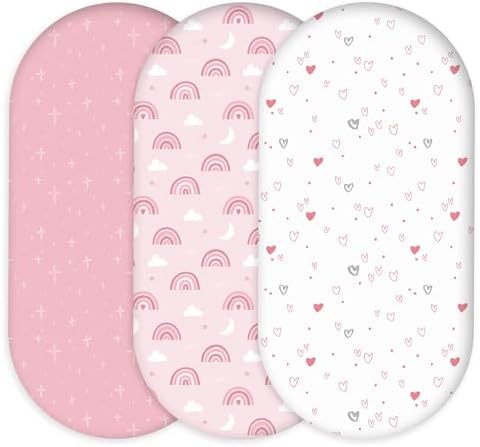 Baby Bassinet Sheets Girl Boy, 3 Pack Fitted Bassinet Sheet by CivaruaKids