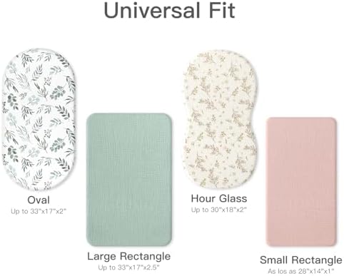 Organic Baby Bassinet Sheets Soft 2 Pack 33”x17” Fitted Mattress Pad Cover - Image 6