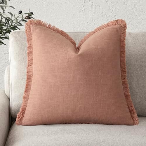 Foindtower Decorative Linen Fringe Throw Pillow Covers Cozy Boho Farmhouse by Foindtower