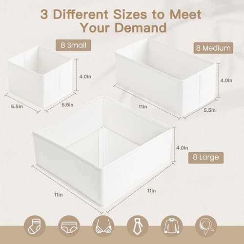Criusia Drawer Organizer Clothes, 24 Pack Dresser Organizer - Image 3