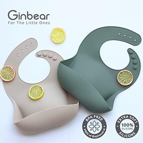 Ginbear Silicone Bibs Set for Babies 2 Pack 6 M+ - Image 2