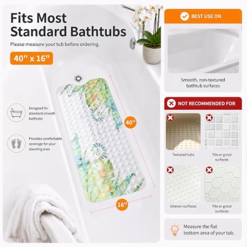 Yimobra Non Slip Bath Mat for Tub 40x16, Extra Long Bath Tub Mat - Image 2