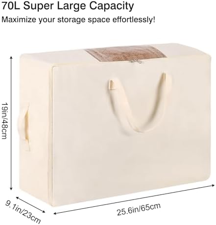 Comforter Storage Bags 70L Canvas Closet Organizer Clothes Container 4 Pack - Image 2