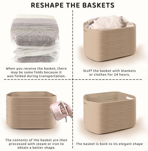 4 Pack Storage Baskets for Organizing, and Clothes, Cotton Rope Basket for - Image 7