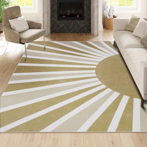 Lahome Khaki Rainbow Sun Washable Area Rug 9x12 by Lahome