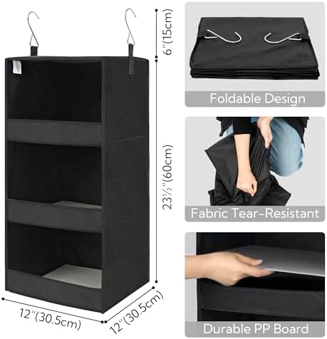 GRANNY SAYS 3-Shelf Hanging Closet Organizer, Foldable Storage - Image 3