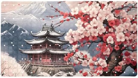 Bathtub Mat Non Slip 26.8x15.1 Inch, Mountain Temple Plum Blossom Shower Mat by Anna+Cowper