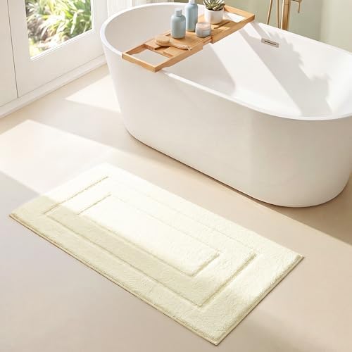GRANNY SAYS Ivory Bathroom Rug 24" x 48", Non-Slip Microfiber Bath Mat by GRANNYSAYS