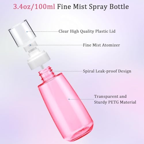 Cosywell Fine Mist Spray Bottle 3.4oz/ 100ml Empty Cosmetic Refillable Travel - Image 4