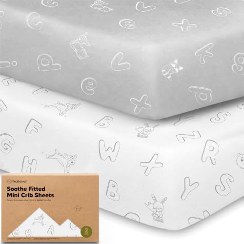 2pk Mini Crib Sheets Fitted 38x26 Pack N Play Mattress Sheet by KeaBabies