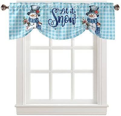 Snowman Christmas Blackout Tie Up Valance Curtains by VandarllinHomeKitchenDecor