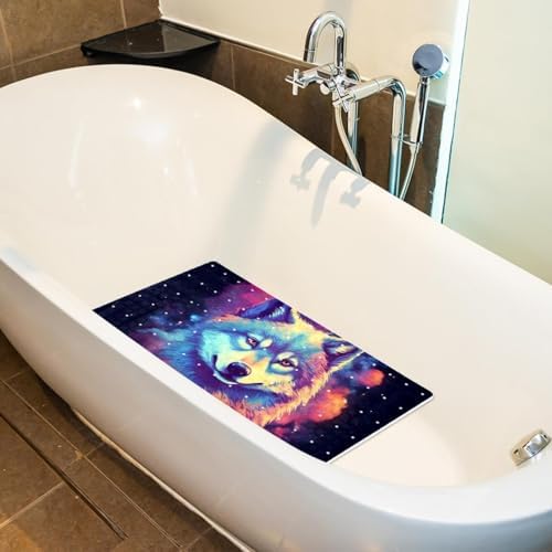 Shower Mat Non Slip 26.8 x 15.1 Inches, Wolf Nebula Bathtub Mat Shower Stall - Image 5