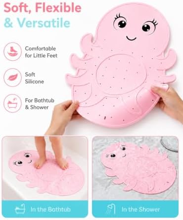 Kids Bathtub Mat Non Slip, Soft Silicone Octopus Baby Bath Mat - Image 6