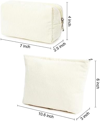 SOIDRAM 2 Pieces Corduroy Makeup Bag Large Corduroy Cosmetic Bag Capacity - Image 3