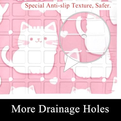 Bathtub Mat Non Slip 26.8x15.1 Inch, Cute Cats Shower Mat - Image 2