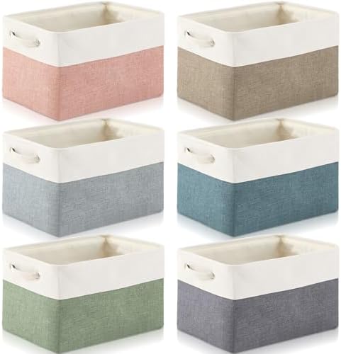 6 Pack Cube Storage Bins Fabric Cube Basket Handle, Dark Morandi by Geiserailie